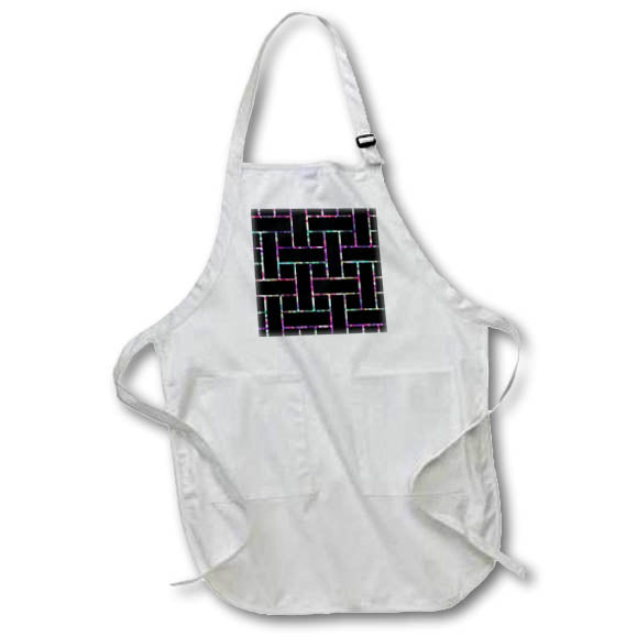 Apron - Pink Purple Green Rectangle Outlines On Black Geometric Pattern Geometric Patterns