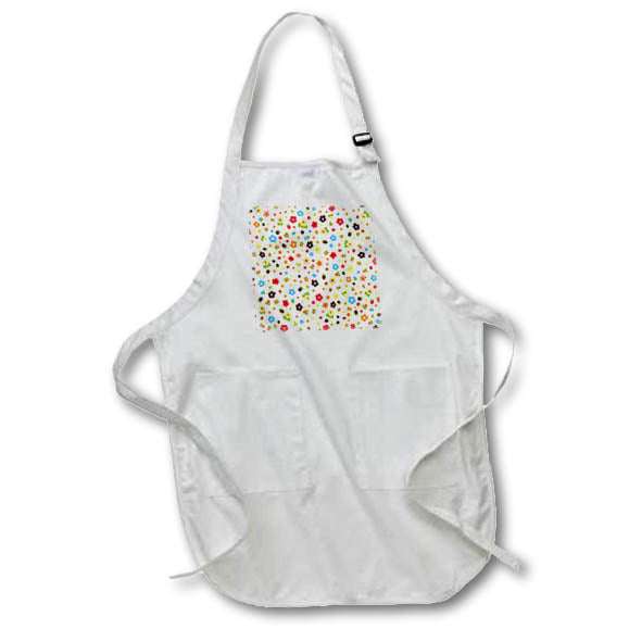 Apron - Cute Colorful Printed Flowers Rosette - Pattern Prints