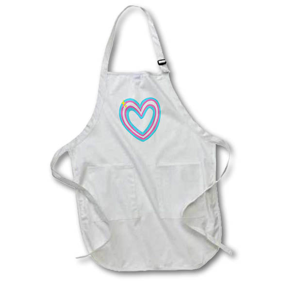 Apron - Blue and Pink Heart Shape Outline Rosette - Heart