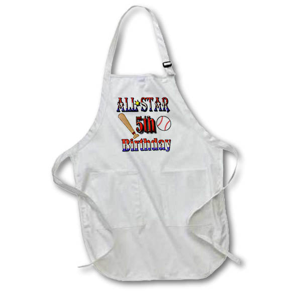 Apron - All Star 5th Birthday With A Baseball and Baseball Bat Birthdays