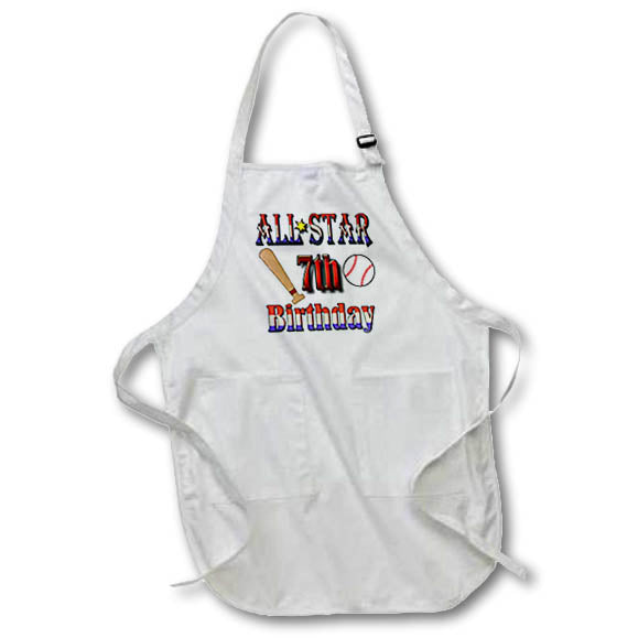 Apron - All Star 7th Birthday With A Baseball and Baseball Bat Birthdays