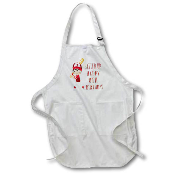 Apron - Batter Up Baseball Player In Red 8th Birthday Birthdays