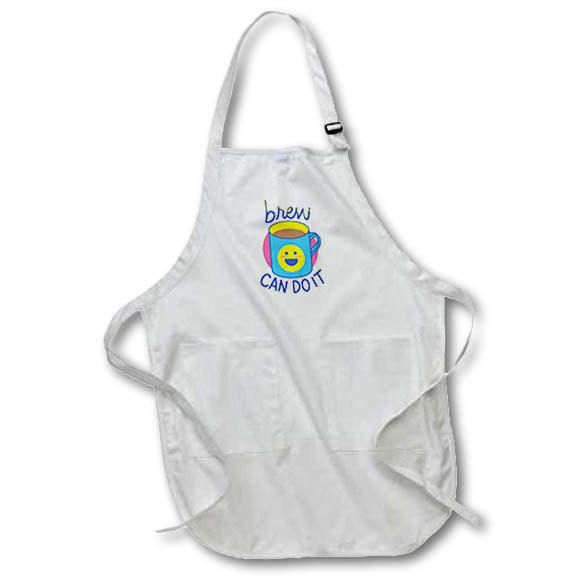 Apron - Cute  Cup with a Smiley and Text of Brew can Do It 3dRose-Funny Quotes