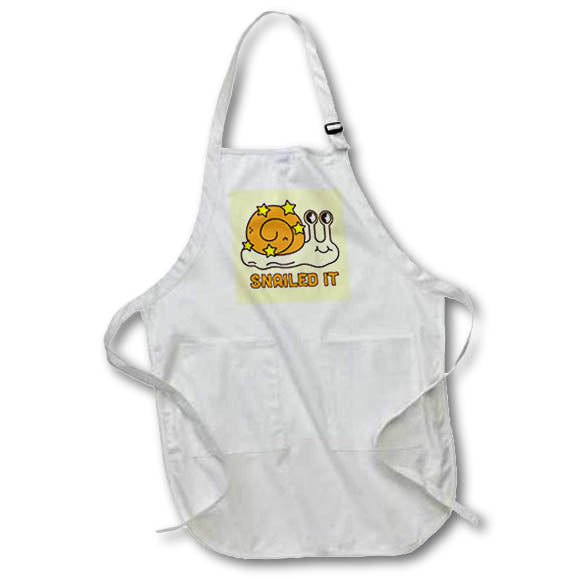 Apron - Cute Image of Snail  with Text of  Snailed It 3dRose-Funny Quotes