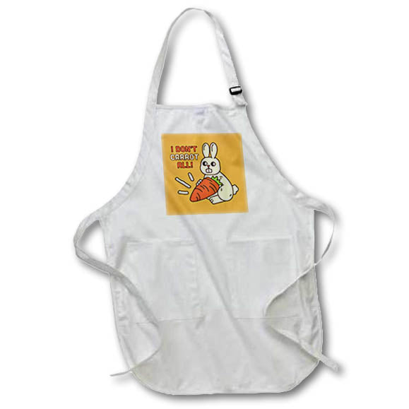 Apron - Cute Image of Rabbit with Text of I Dont Carrot All 3dRose-Funny Quotes