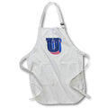 Apron - Personalized Initial Letter U 3D Blue Rosette - Personalized Initials
