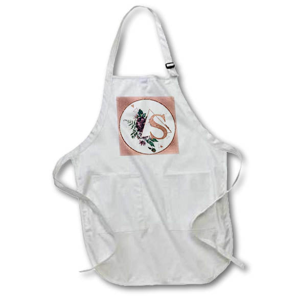 Apron - Pretty Image Of Rose Gold Geometric Floral Monogram Initial S Monograms