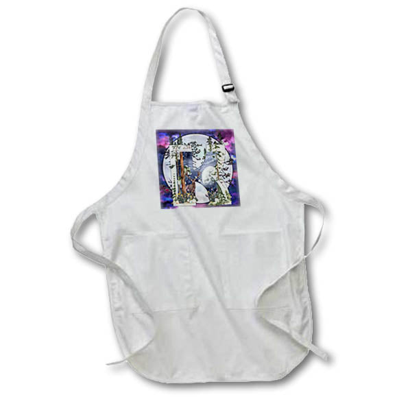Apron - Unique Night Sky Forrest Animals Monogram Initial K Monograms