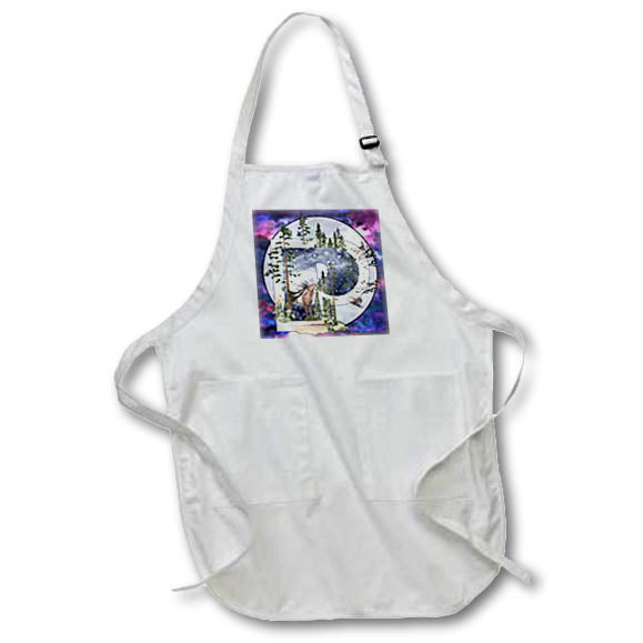 Apron - Unique Night Sky Forrest Animals Monogram Initial P Monograms