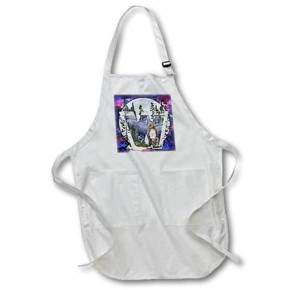 Apron - Unique Night Sky Forrest Animals Monogram Initial W Monograms