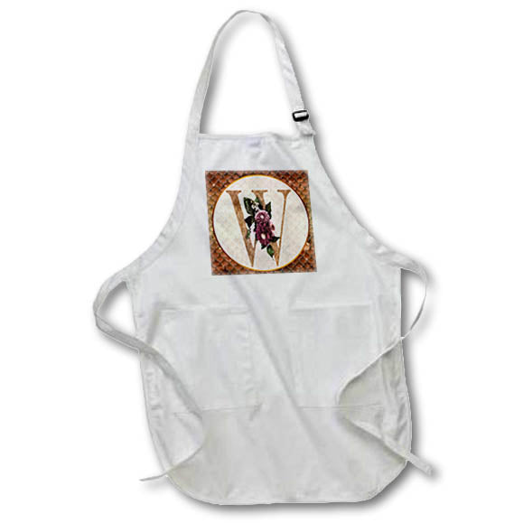 Apron - Pretty Image Of Copper Gold Pink Floral Monogram Initial W Monograms