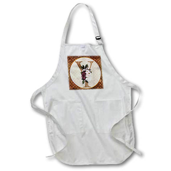 Apron - Pretty Image Of Copper Gold Pink Floral Monogram Initial Y Monograms