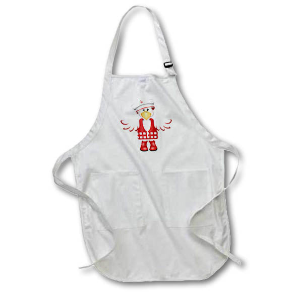 Apron - Cute Red and White Sailor Seagull Illustration Cute Illustrations