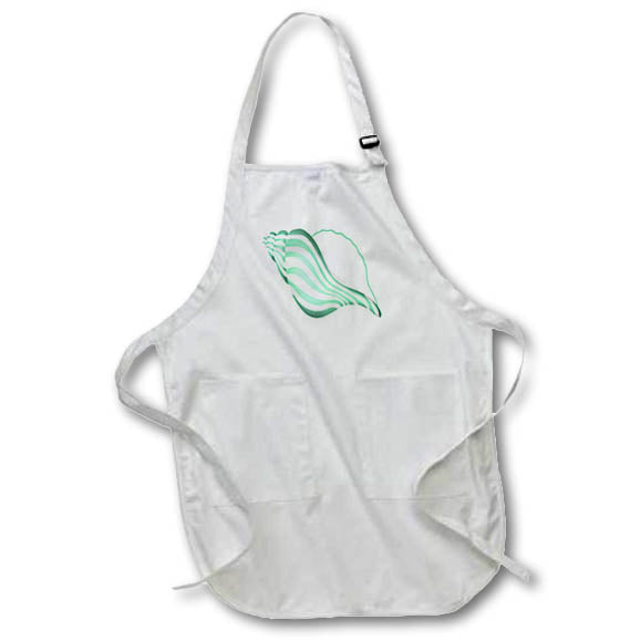 Apron - Green and White Stripe Concha Seashell Illustration Cute Illustrations