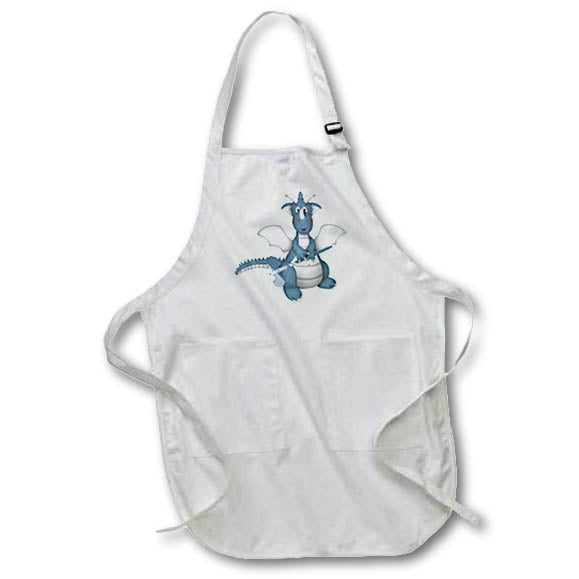 Apron - Cute Blue and White Dragon Illustration Cute Illustrations