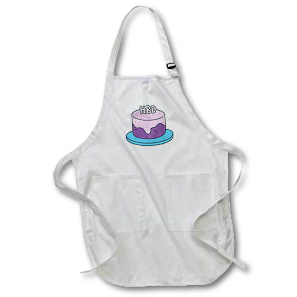 Apron - Purple Happy Birthday Cake 3dRose - Rosette - Greetings