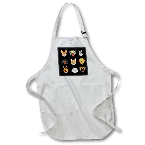 Apron - Random Printed Breed Dogs Collage 3dRose - Rosette - Dog Hooman