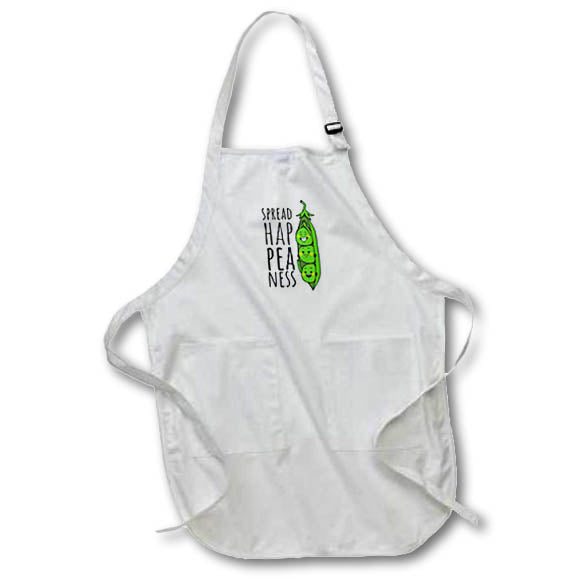 Apron - Spread Hap Pea Ness Happiness Funny Food Phrases 3dRose - Rosette - Funny Food Phrases