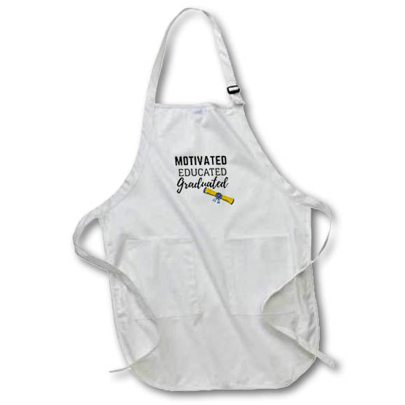 Apron - Motivated Educated Graduated Graduation Greetings 3dRose- Graduation Greetings