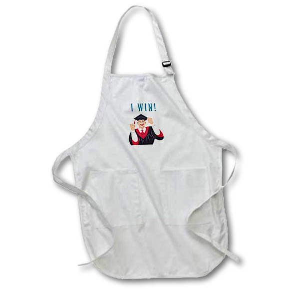 Apron - I Win Celebarating Success 3dRose- Graduation Greetings