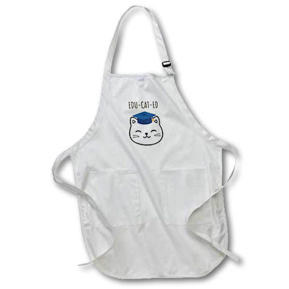 Apron - EDU CAT ED Funny Gift for Graduation 3dRose - Rosette - Graduation