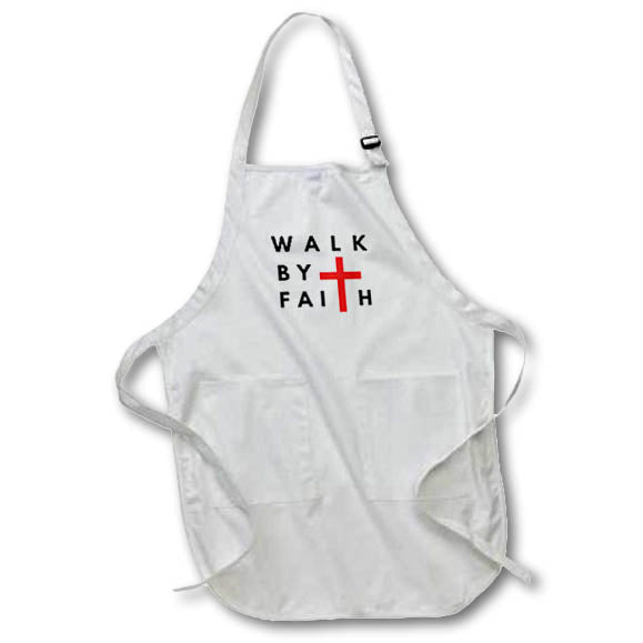 Apron - Walk By Faith Bible Verse Design 3dRose - Rosette - Bible Verse