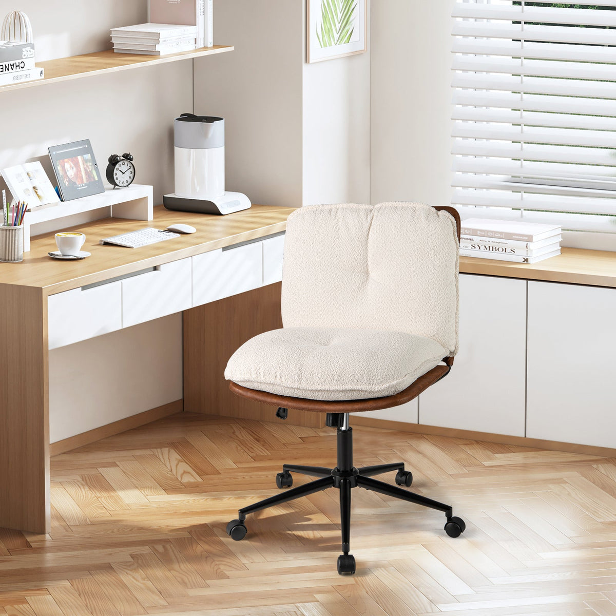Armless Home Office Chair with Rocking Backrest