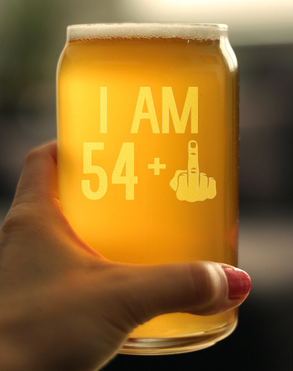 54 + 1 Middle Finger - 16 Ounce Beer Can Pint Glass