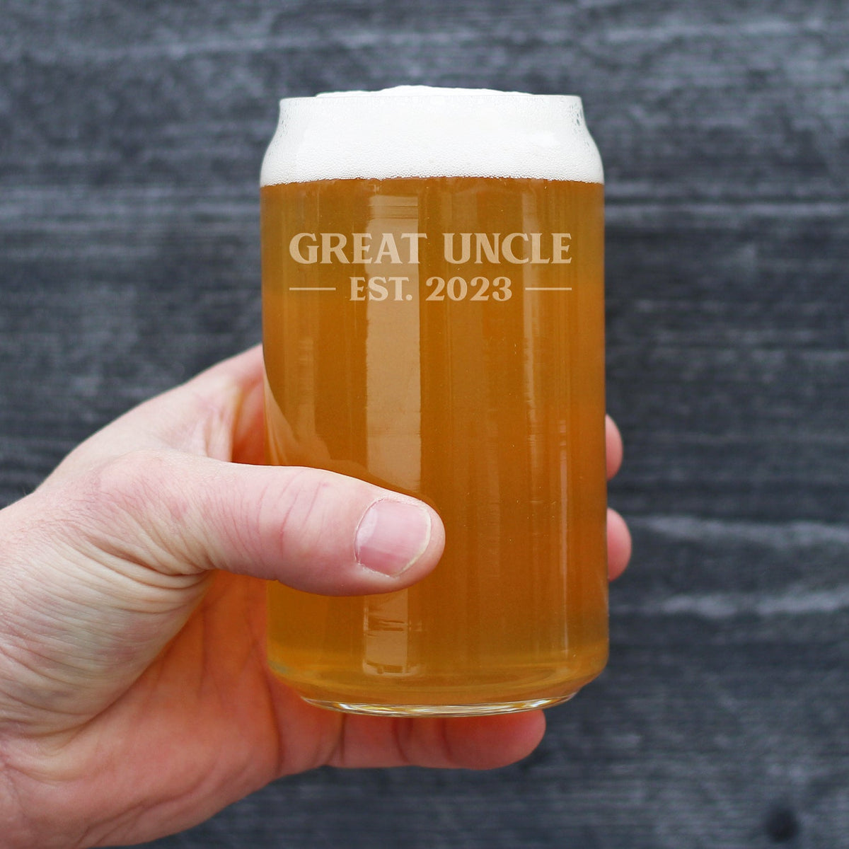 Great Uncle Est. 2023 - Bold - 16 oz Beer Can Pint Glass - Etched Sayings, Men's Gifts & Baby Reveal