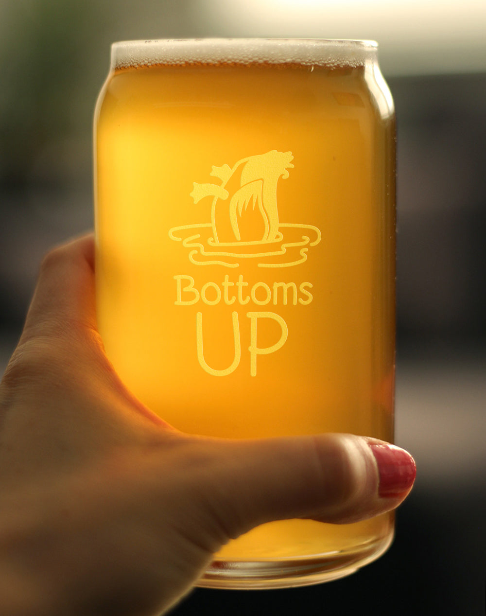 Bottoms Up - 16 Ounce Beer Can Pint Glass