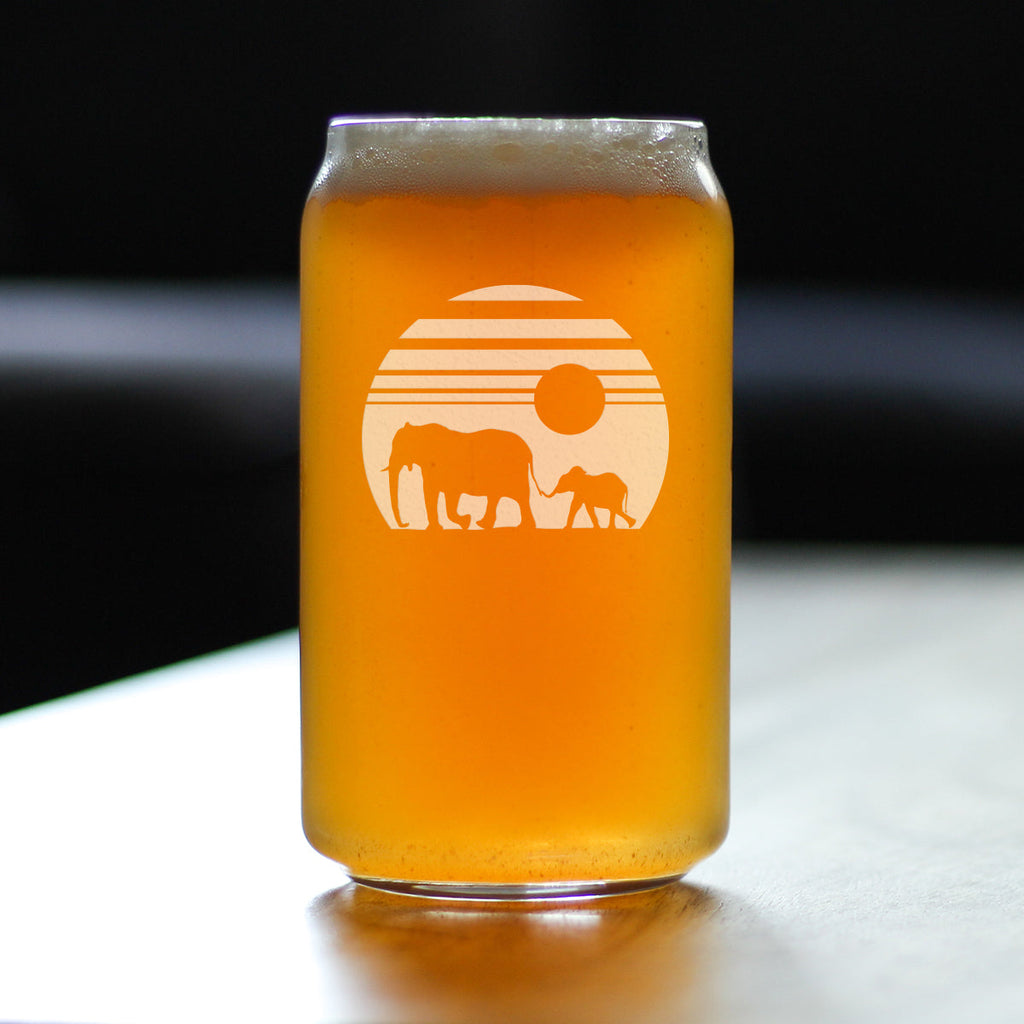 Elephant Sunset - 16 Ounce Beer Can Pint Glass