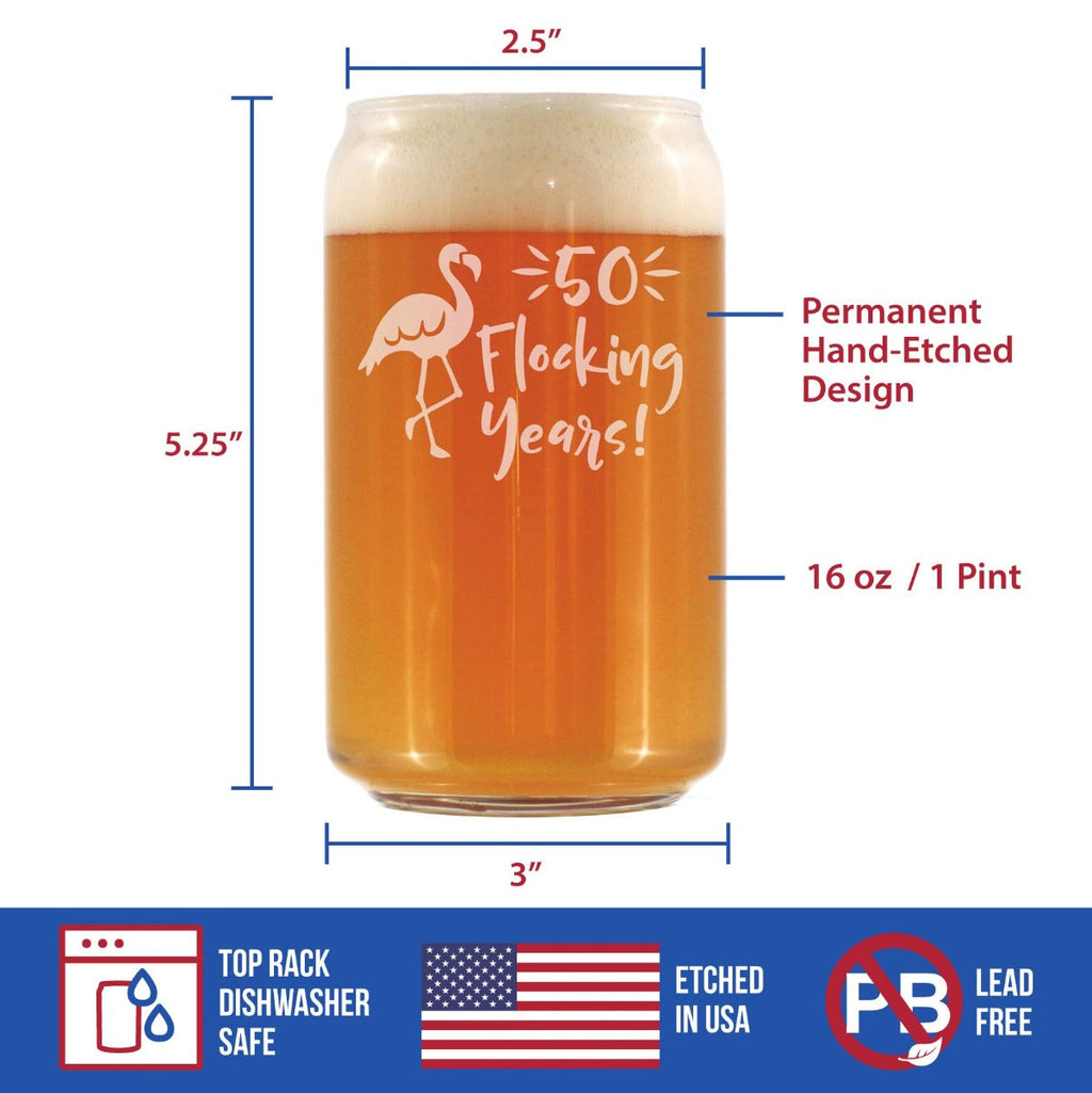 50 Flocking Years - 16 Ounce Beer Can Pint Glass