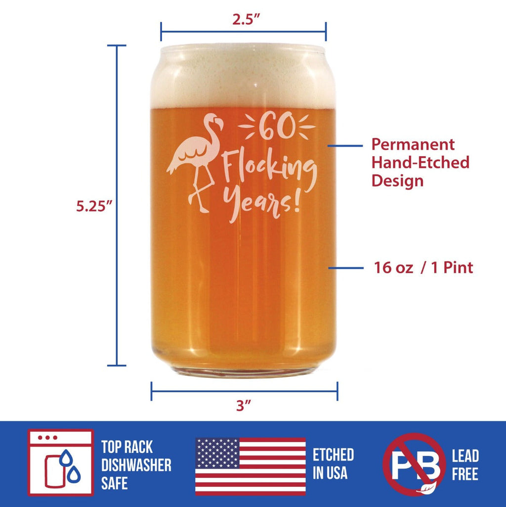 60 Flocking Years - 16 Ounce Beer Can Pint Glass