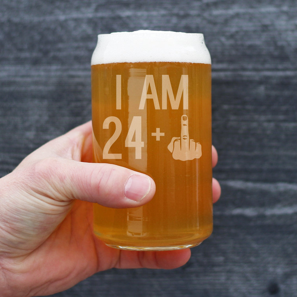 24 + 1 Middle Finger - 16 Ounce Beer Can Pint Glass