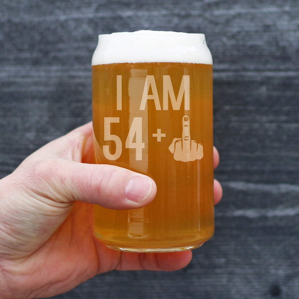 54 + 1 Middle Finger - 16 Ounce Beer Can Pint Glass