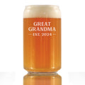 Great Grandma Est 2024 - New Great Grandmother Beer Can Pint Glass Gift for First Time Great Grandparents - Bold 16 Oz Glasses