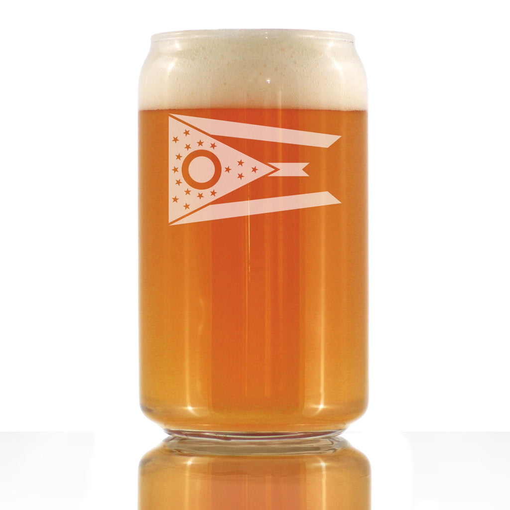 Ohio Flag Beer Can Pint Glass - State Themed Drinking Decor and Gifts for Ohioan Women & Men - 16 Oz Glasses