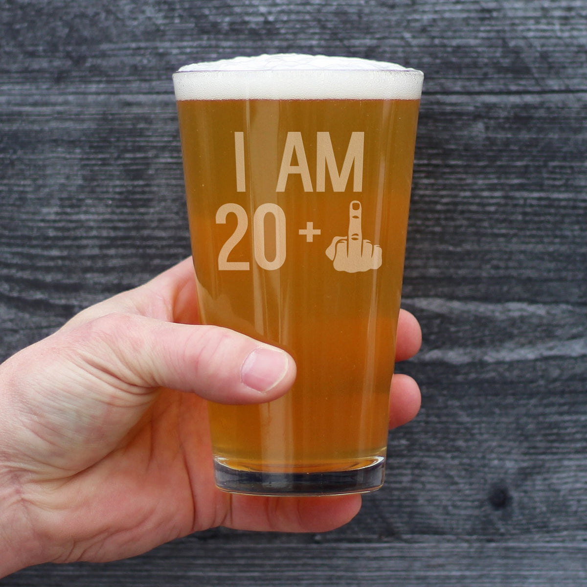 20 + 1 Middle Finger - 16 oz Pint Glass for Beer - Funny 21st Birthday Gifts for Men Turning 21