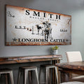 Longhorn Rustic Cattle Sign II