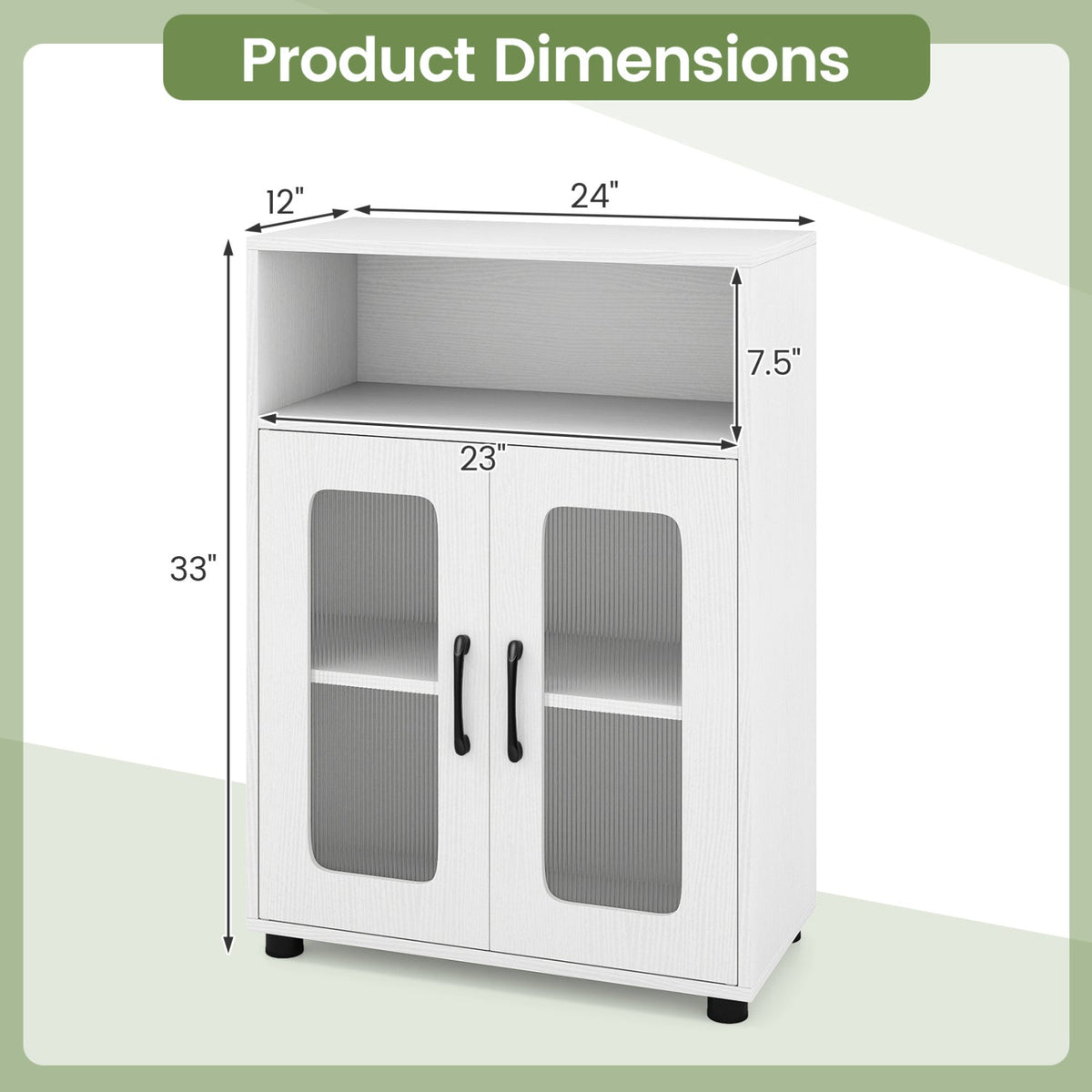 Bathroom Cabinet Freestanding Cabinet with 2 Doors and 3-Level Adjustable Shelf