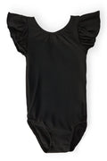 Black S/S Flutter Sleeve Leotard