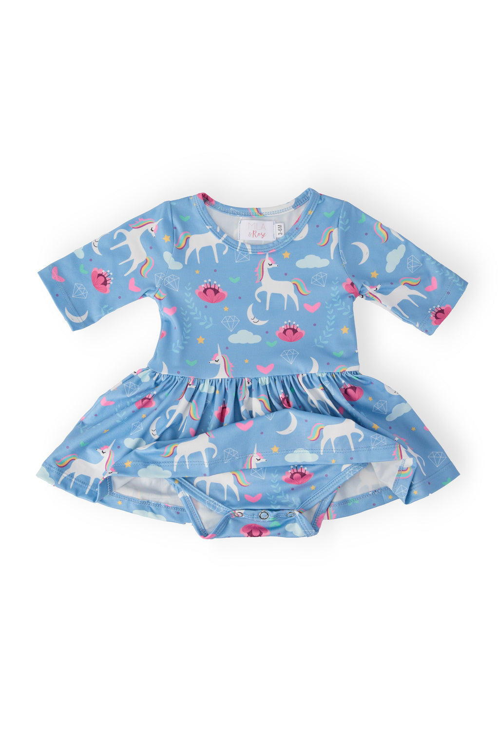 Blue Moon 3/4 Sleeve Twirl Bodysuit