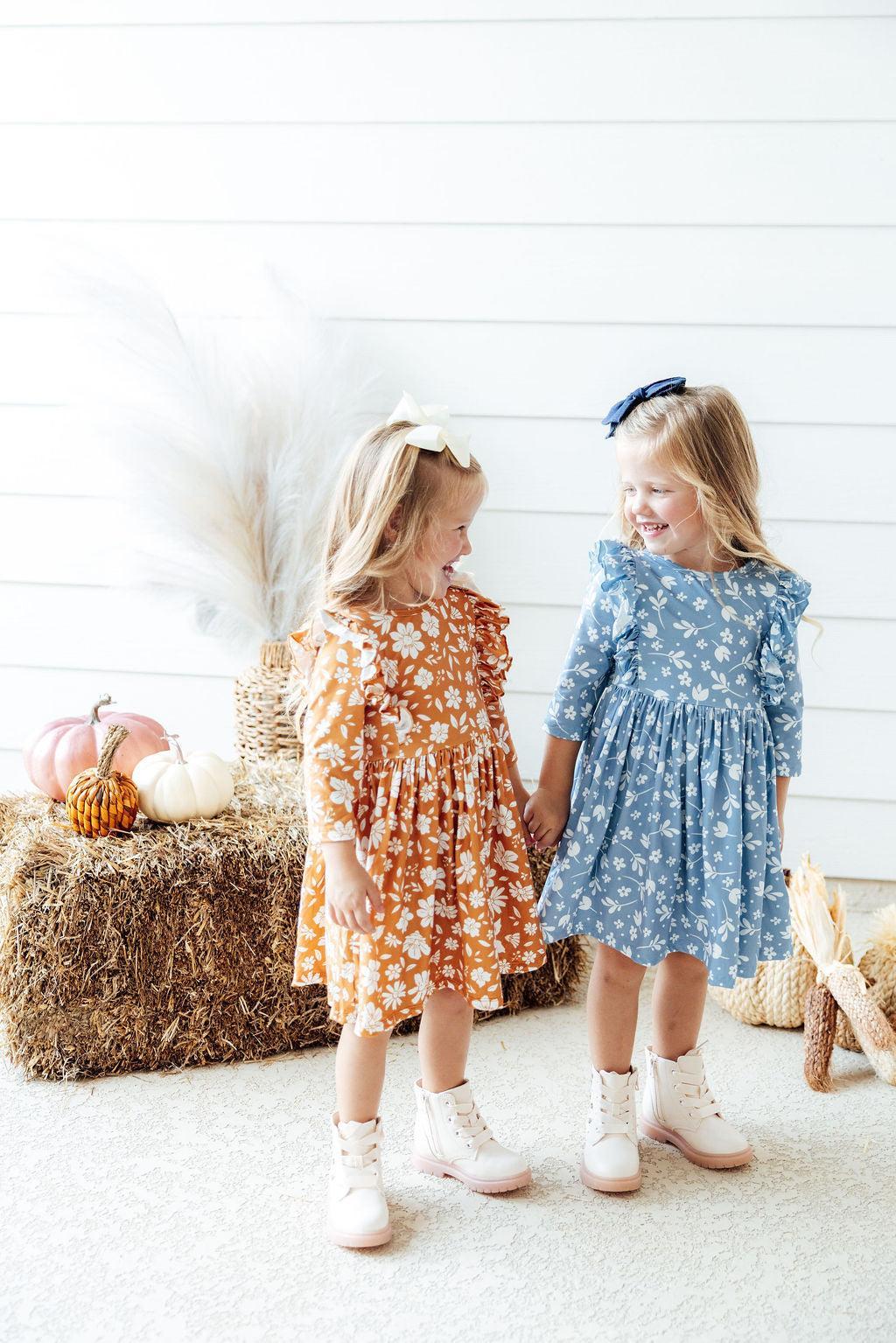 Bluebell 3/4 Sleeve Ruffle Twirl Dress
