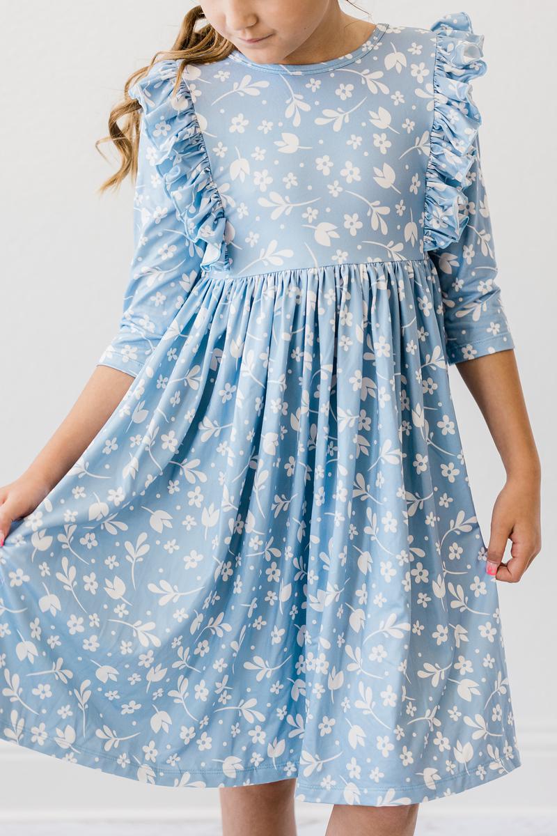Bluebell 3/4 Sleeve Ruffle Twirl Dress