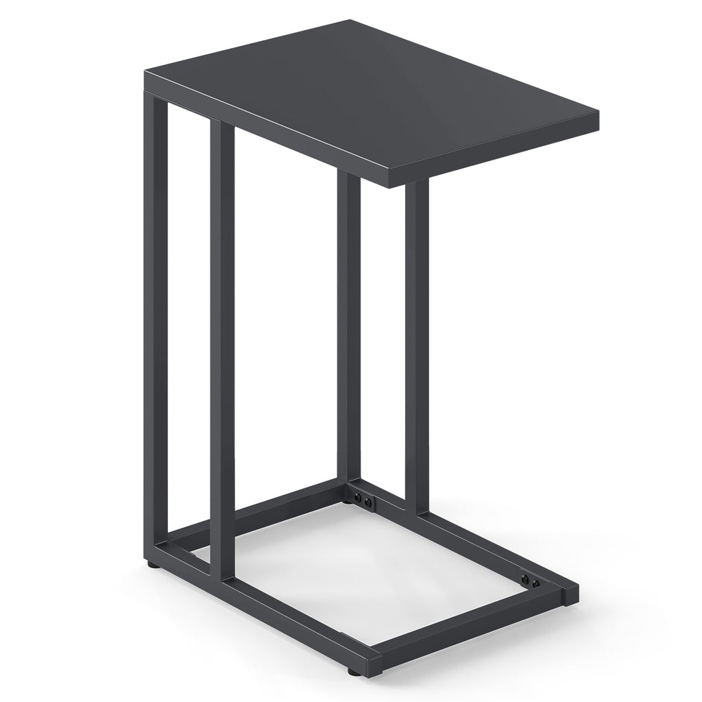 C-Shaped Side Table with Adjustable Foot Pads for Living Room Bedroom-Dark Gray