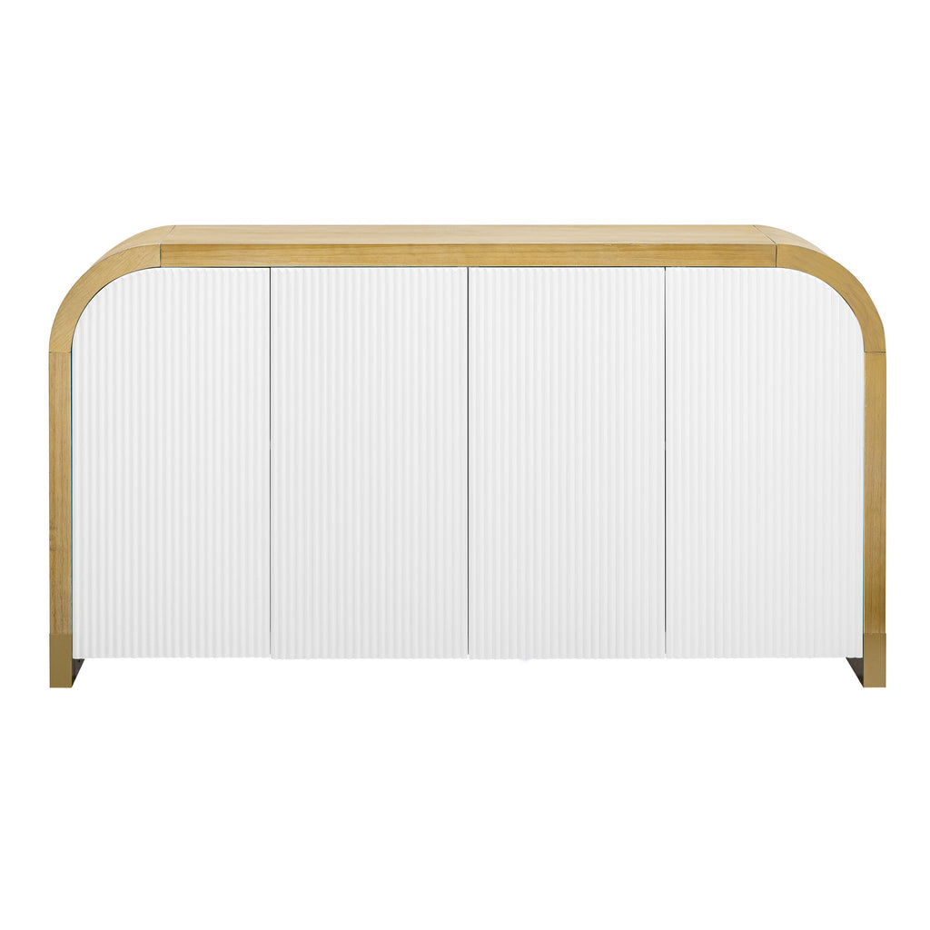 U-STYLE four door curved corner design wavy door panel cabinet with adjustable shelves
