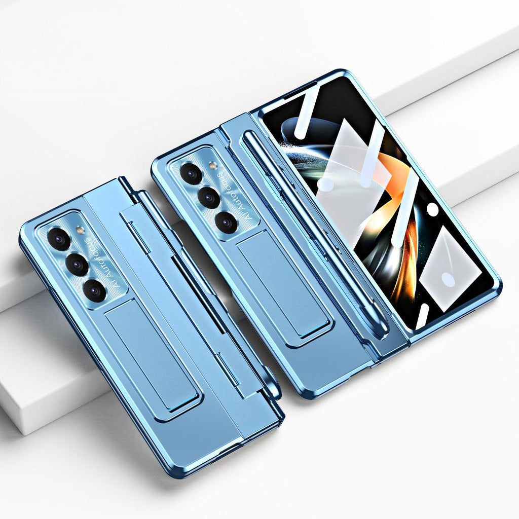 Samsung zfold 5 phone case FOLD4 flat hinge folding protective cover FOLD3 solid color bracket anti drop suitable