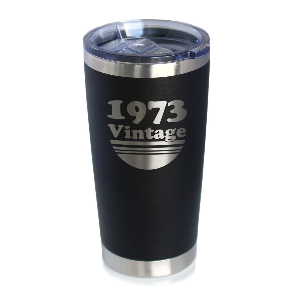 Vintage 1973 - Insulated Coffee Tumbler Cup with Sliding Lid - 20 oz - Funny 53rd Birthday Gift for Women or Men Turning 53