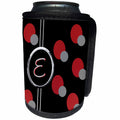 3dRose Charlyn Woodruff - CW Designs Monogram - Circles - Modern Geometric Black Red Grey Circle Pattern Monogram Letter E - Can Cooler Bottle Wrap (cc_215248)