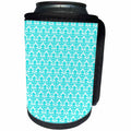 3dRose Russ Billington Patterns - Turquoise Mini-Damask Pattern over White Background - Can Cooler Bottle Wrap (cc_219272)
